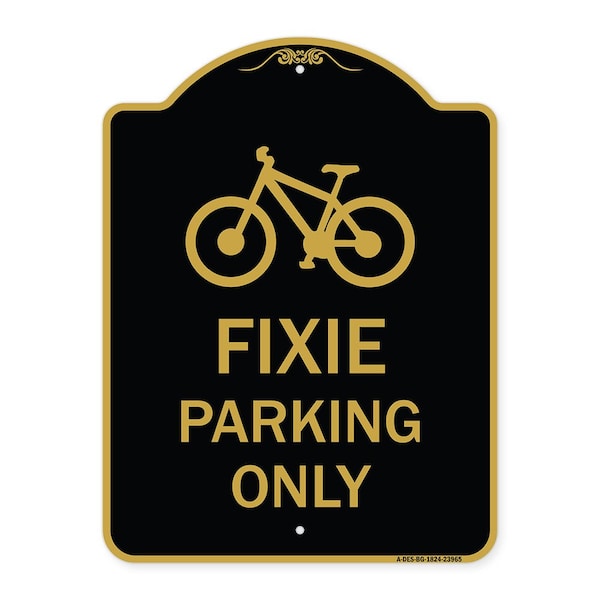 Signmission Designer Series Sign Fixie Parking Sign, Black & Gold Aluminum Sign, 24" L, 18" H, BG-1824-23965 A-DES-BG-1824-23965 - main